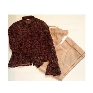 Tripulo sheer red zebra blouse size S/P